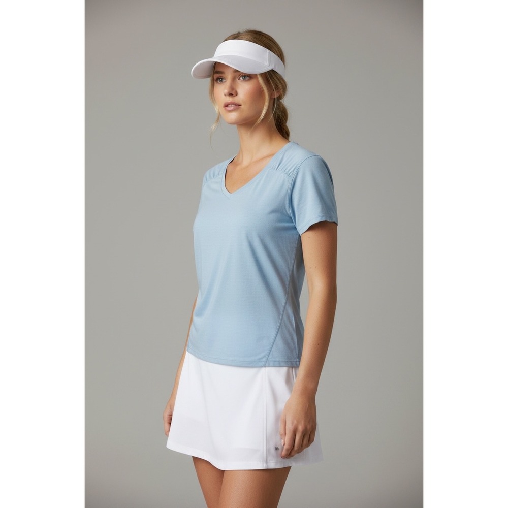 HEAD Women's Size Small Light Blue V-Neck Short Sleeve Athletic T-Shirt